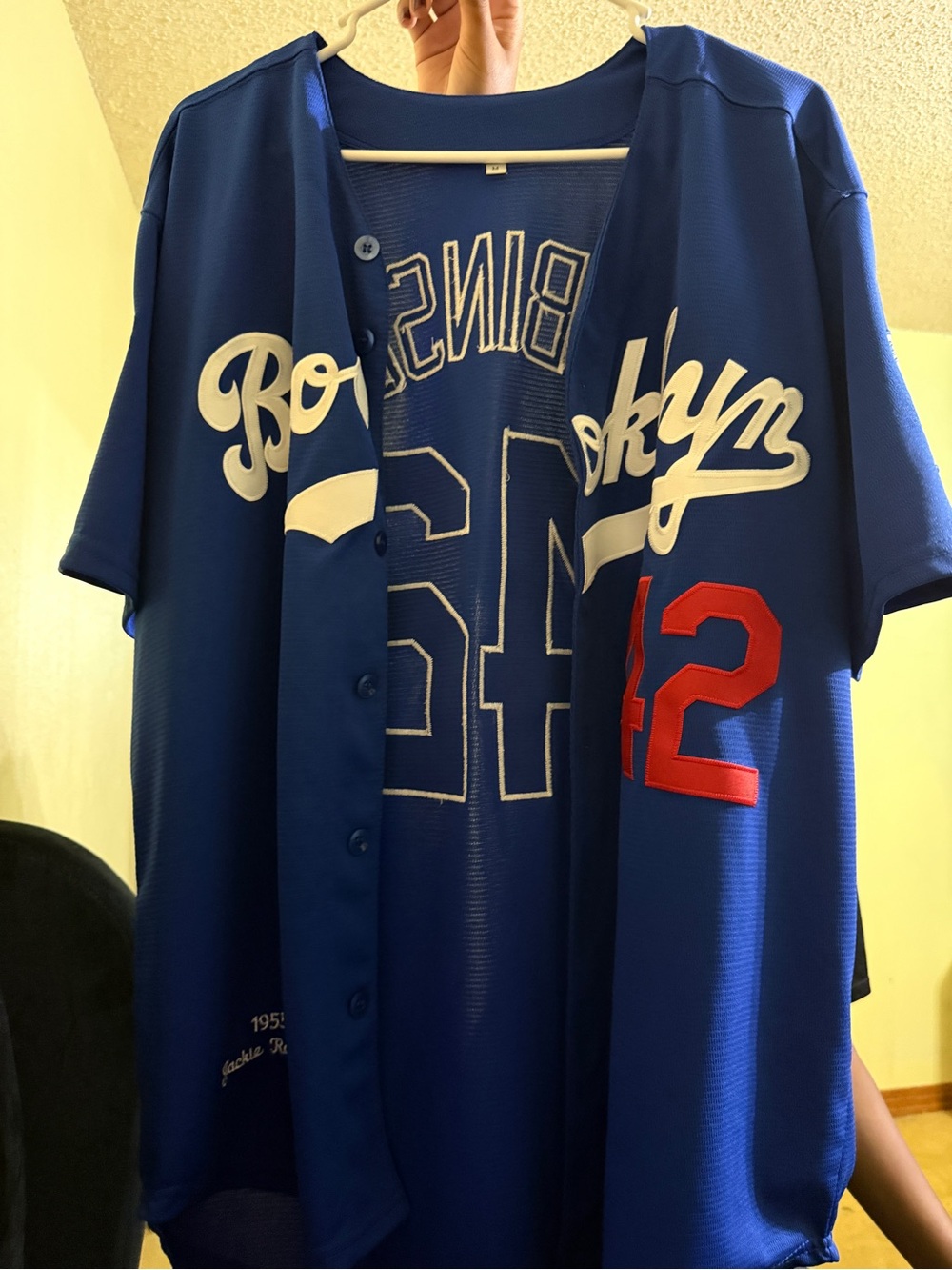 MLB Brooklyn Dodgers Blue Jersey with Red Number 42